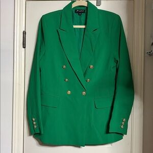 NEW Marled Emerald Green Double-Breasted Women's Blazer Size Medium